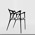 Modern Black Single Chair With Curved Arms And Hollow Seat Design