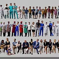 Diverse Group of People From Various Professions Standing and Sitting Together