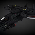 Futuristic Black Spacecraft With Large Circular Thrusters For Cosmic Exploration 3d model