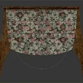 Vintage Floral Pattern Wooden Console Cabinet With Curved Legs And Drawers