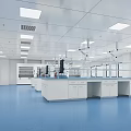 Modern Laboratory With Clean Blue Floor And Equipment