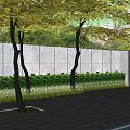 Modern Landscape Wall Design With White Panels Green Hedge And Metal Gate