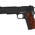 Black Pistol With Brown Textured Grip And Ergonomic Handle Design Features