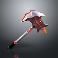 Decorative Spiked Axe Design With Red White Head And Silver Red Black Handle
