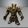 Mythical Bear Warrior Creature in Ornate Gold Green Armor with Spiked Horns and Sharp Claws