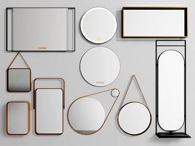 Modern Decorative Mirrors with Various Shapes and Different Frame Designs for Home Decor 3d model