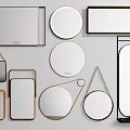 Modern Decorative Mirrors with Various Shapes and Different Frame Designs for Home Decor 3d model