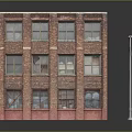 Classic Bricked Residential Building with Red Roof Multiple Windows and Street Lamp