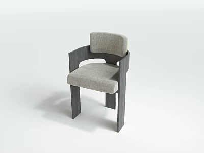 Modern Leisure Chair With Gray Fabric Cushion And Dark Wooden Frame 3d model