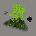 Gardening sketch landscape landscaping courtyard sketch landscape tree plant pile combination 3d model