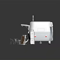 Ice Cream Trailer With White Exterior Tables Chairs Bar Stools And Menu Board