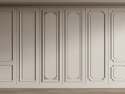 Light Colored Interior Wall Paneling With Decorative Moldings And Classic Design 3d model