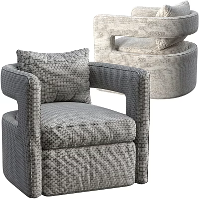 Comfortable Grey Single Sofa with Fabric Upholstery and Decorative Cushion in Modern Design 3d model
