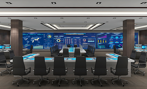 Modern monitoring room monitoring command center 3d model