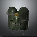 Green Industrial Gas Cylinders With Yellow Valve And Metal Straps For Storage