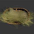 Natural Handwoven Wicker Basket Filled With Dry Grass For Daily Use