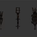 Ancient Iron Weapons With Rustic Design And Various Historical Artifact Shapes