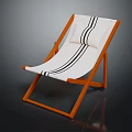 Wooden Frame Lounge Chair With White Canvas Black Stripes And Cushion