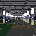 Bright Indoor Parking Garage With Clear Lane Markings And Directional Arrow Signs