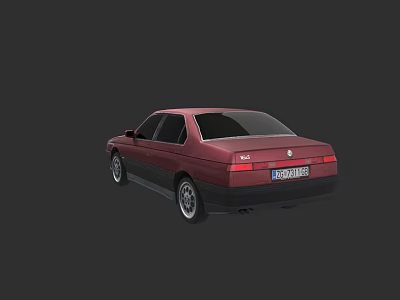 Red Classic Sedan With Sleek Body Design And Rear View Details 3d model