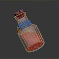 Decorative Glass Bottle With Cork Stopper Red Powder And Leather Tag
