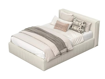 Single Bed Modern Upholstered Design With Soft Pillows Cozy Blanket And White Sheets 3d model