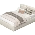 Single Bed Modern Upholstered Design With Soft Pillows Cozy Blanket And White Sheets