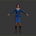 Game Movie Character Wearing Blue Uniform With Hat Red Hair Brown Boots Arms Outstretched