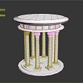 Elegant Silver Round Pedestal With Multiple Columns And Shiny Decorative Base 3d model