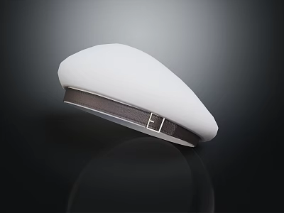 Stylish White Beret With Metallic Buckle Strap Modern Fashion Headwear Accessory 3d model