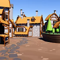 Ancient Medieval Architecture With Castle Towers Stone Walls And Surrounding Trees