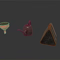 Rustic Household Items Collection With Funnel Watering Can And Triangular Container