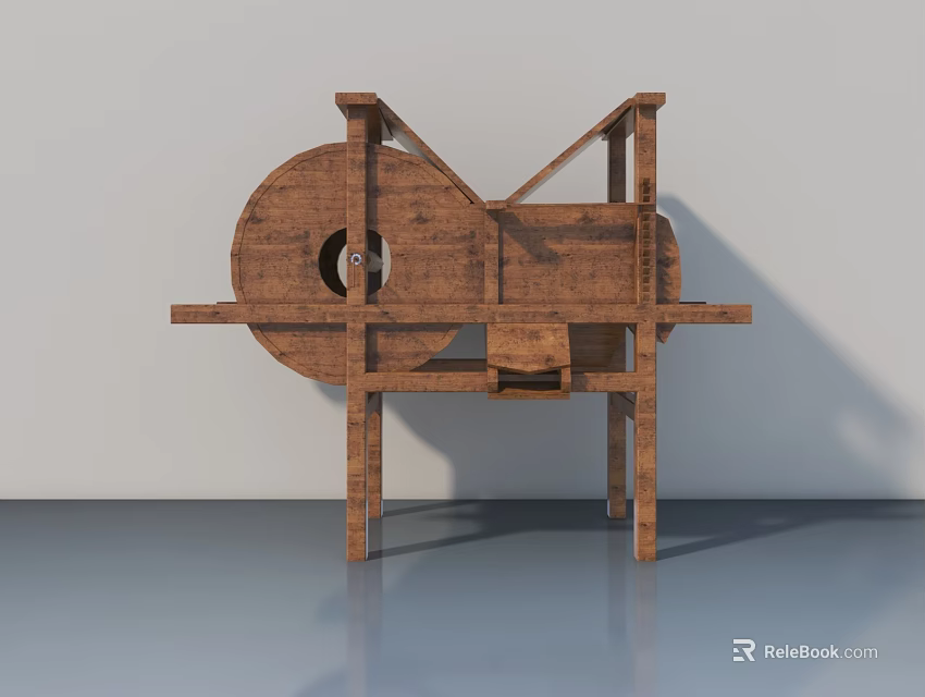 Solid Wooden Swing Door With Traditional Frame And Panel Design 3d model