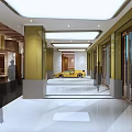 Modern Entrance Hall Interior Design With Yellow Sports Car Glass Doors And Marble Floor