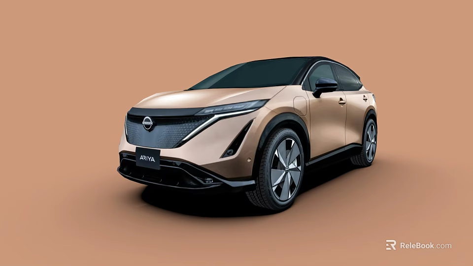 Nissan Ariya Electric SUV Showcasing Sleek Exterior Design Unique Wheels And Solid Brown Background 3d model 