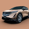 Nissan Ariya Electric SUV Showcasing Sleek Exterior Design Unique Wheels And Solid Brown Background