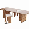 Modern Wooden Writing Desk With Oval Top Chair Open Book And Drawers