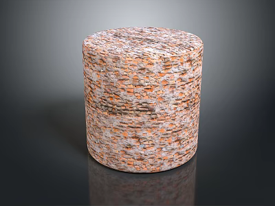 Natural Landscape Featuring Cylindrical Orange Gray Textured Rock With Dark Background Reflection 3d model