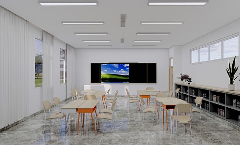 Modern Classroom School Classroom 3d model