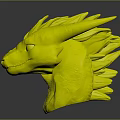 Colorful Dragon Head 3D Model With Vibrant Pink Purple Mane And Purple Eyes
