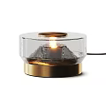 Elegant Modern Table Lamp With Layered Transparent Glass Shades And Brass Metal Base