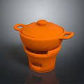 Orange Ceramic Casserole Pot With Stove Base And Double Handles For Household Use