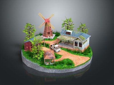 Cartoon Landscape Animation Landscape Rural Landscape Painting Outdoor Landscape Rural Landscape 3d model