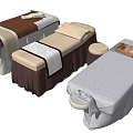 Different Style Massage Tables With Comfortable Cushions And Matching Stools 3d model
