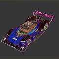 Blue And Black Walk Vaper Race Car With Aerodynamic Design And Rear Wing