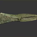 Ancient Bronze Tool With Green Patina And Traditional Axe Shape Design