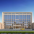 Aerial Planning for Modern Building With Large Glass Windows Light Stone Facade And Landscaping
