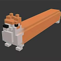 Pixel Art Dog Shaped Decor With Long Orange Body And White Block Legs