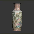 Artistic Hand Carved Porcelain Vase Featuring Landscape Deer and Lotus Patterns