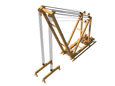 Road Infrastructure Construction Support Structure With Yellow Metal Frame And Cables 3d model